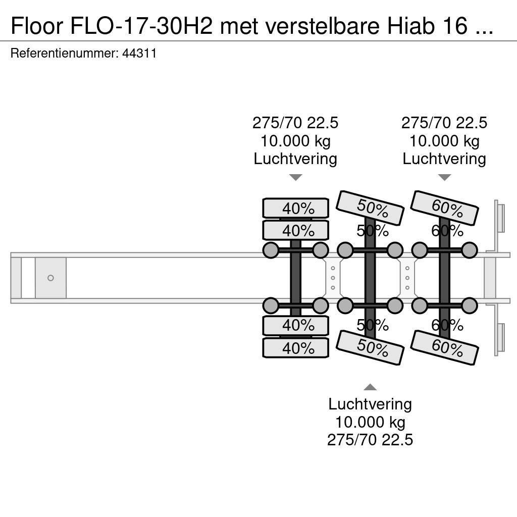 Floor FLO-17-30H2 met verstelbare Hiab 16 Tonmeter laadk Flatbed/Dropside semi-trailers