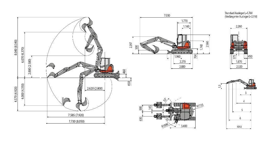 Eurocomach 100TR - Zubehör optional Midi excavators  7t - 12t