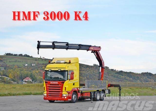 Scania R 400 Pritsche 6,50m +HMF 3000K4/FUNK*TOPZUSTAND Crane trucks