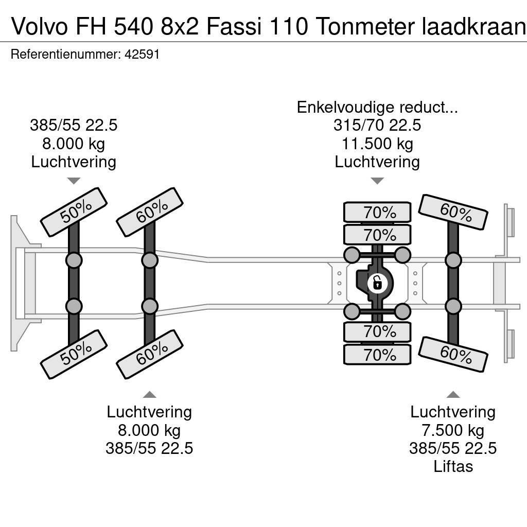 Volvo FH 540 8x2 Fassi 110 Tonmeter laadkraan All terrain cranes