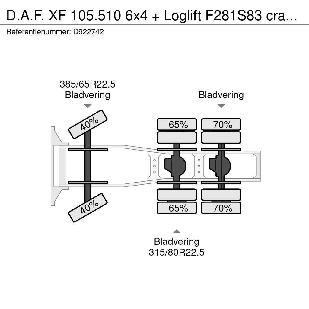 DAF XF 105.510 6x4 + Loglift F281S83 crane / timber tr Tractor Units