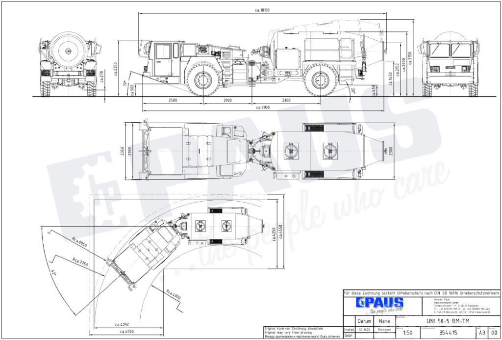Paus UNI 50-5 BM-TM / Mining / concrete transport mixer Other Underground Equipment