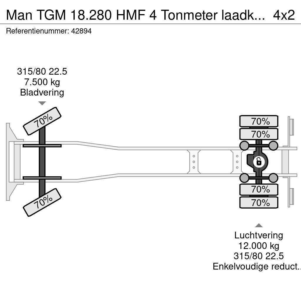 MAN TGM 18.280 HMF 4 Tonmeter laadkraan Hook lift trucks