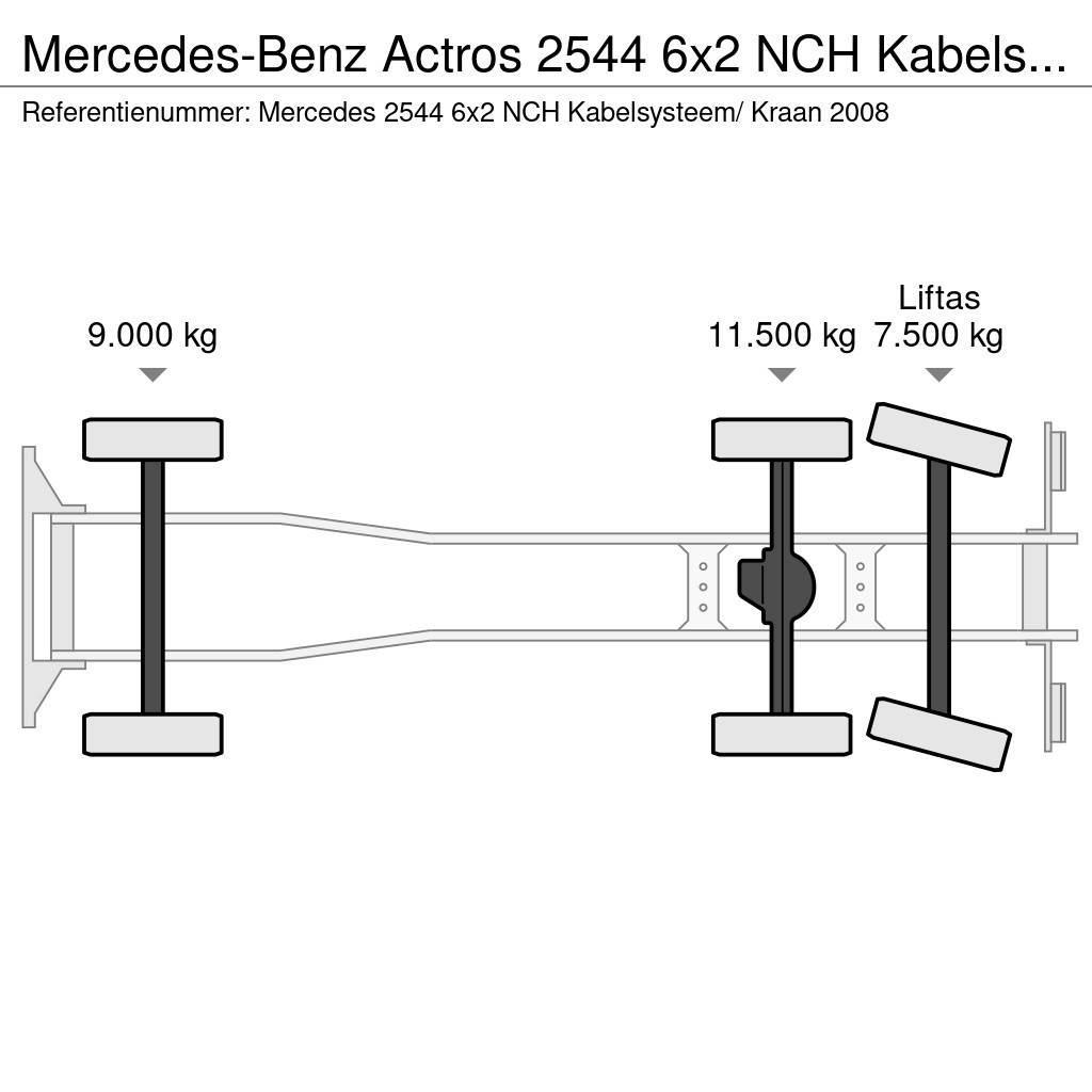 Mercedes-Benz Actros 2544 6x2 NCH Kabelsysteem/ Kraan Hook lift trucks