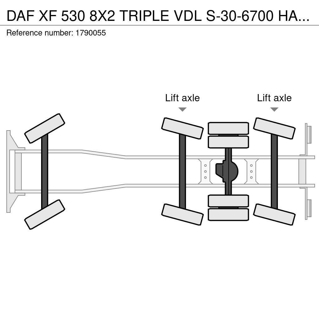 DAF XF 530 8X2 TRIPLE VDL S-30-6700 HAAKARMSYSTEEM/ABR Hook lift trucks