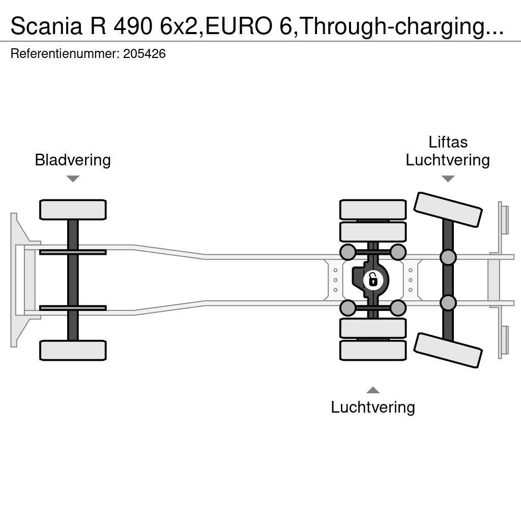 Scania R 490 6x2,EURO 6,Through-charging system,Retarder, Curtainsider trucks