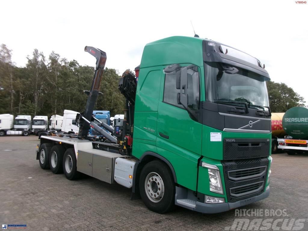 Volvo FH 540 8X4 + HMF 1520 K5 crane + Hiab 24t containe Hook lift trucks