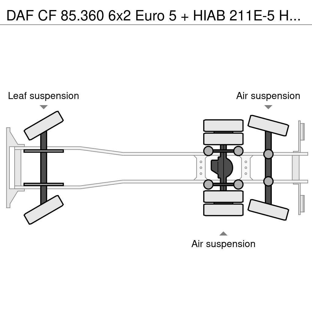 DAF CF 85.360 6x2 Euro 5 + HIAB 211E-5 HIPRO Flatbed / Dropside trucks