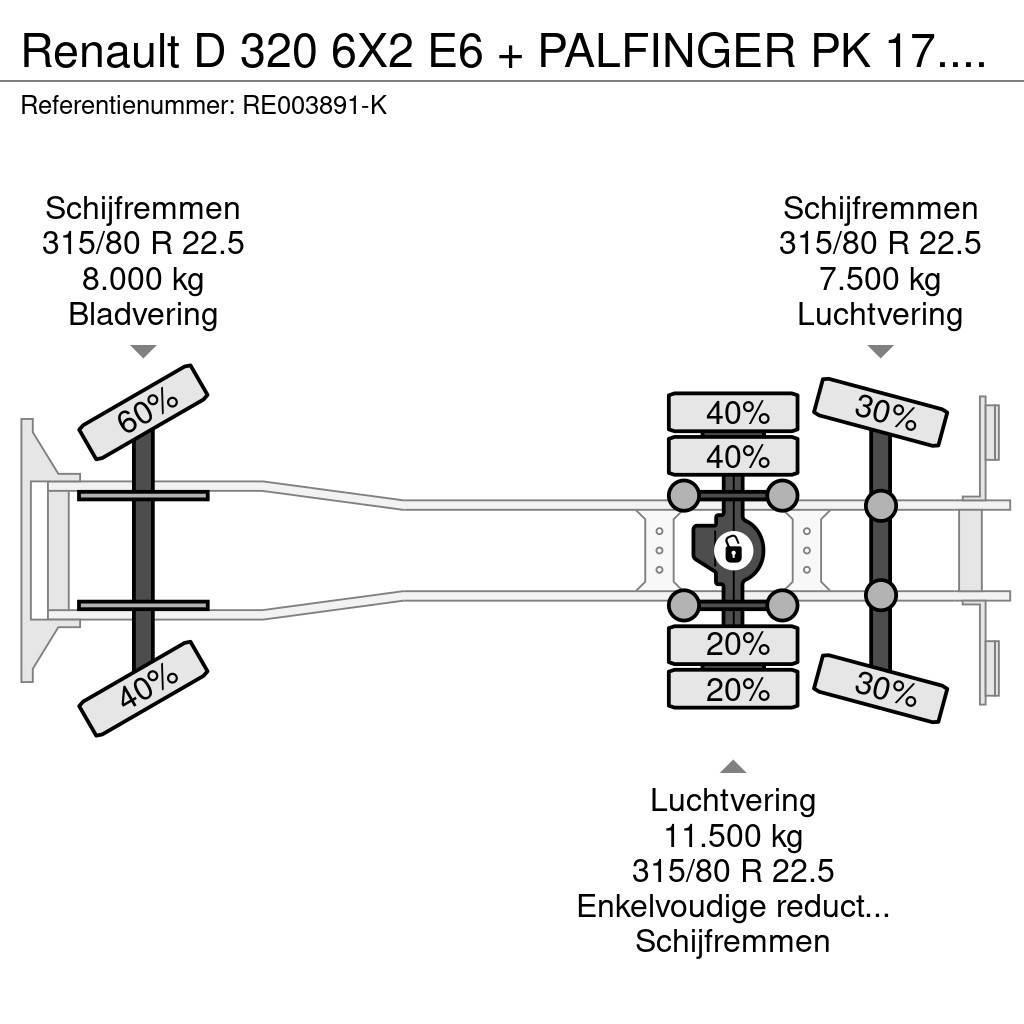 Renault D 320 6X2 E6 + PALFINGER PK 17.001 + REMOTE All terrain cranes