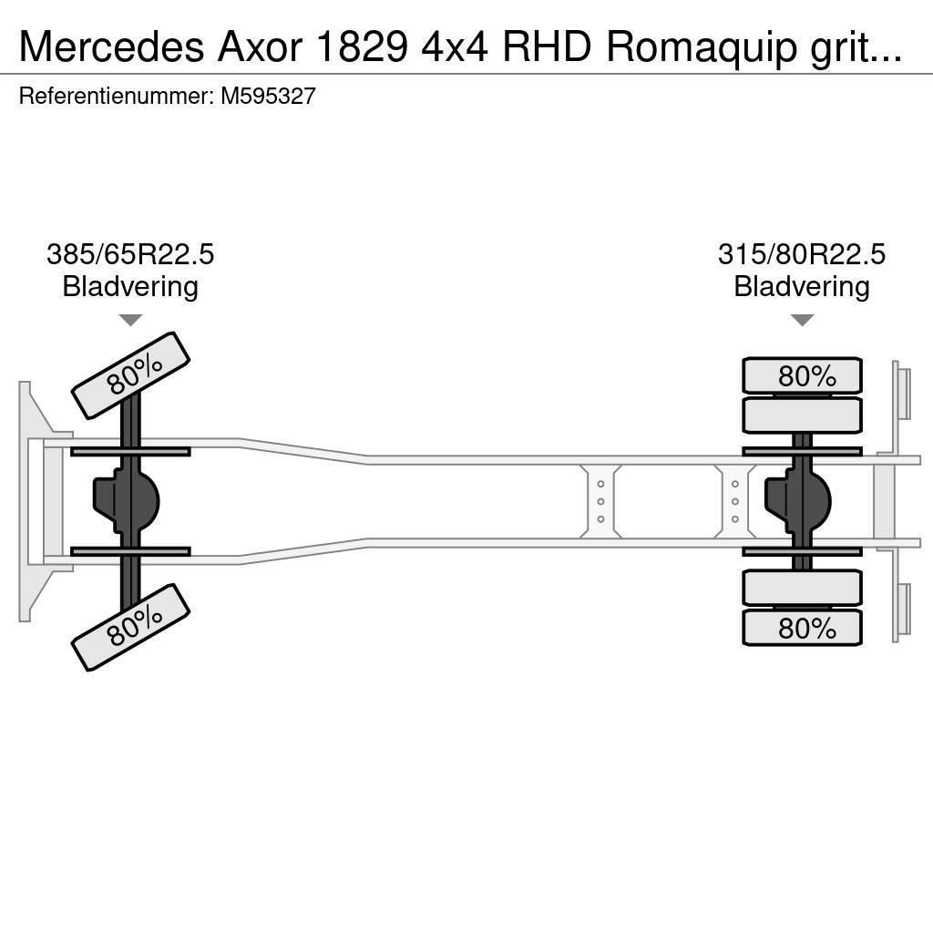 Mercedes-Benz Axor 1829 4x4 RHD Romaquip gritter / salt spreader Combi / vacuum trucks