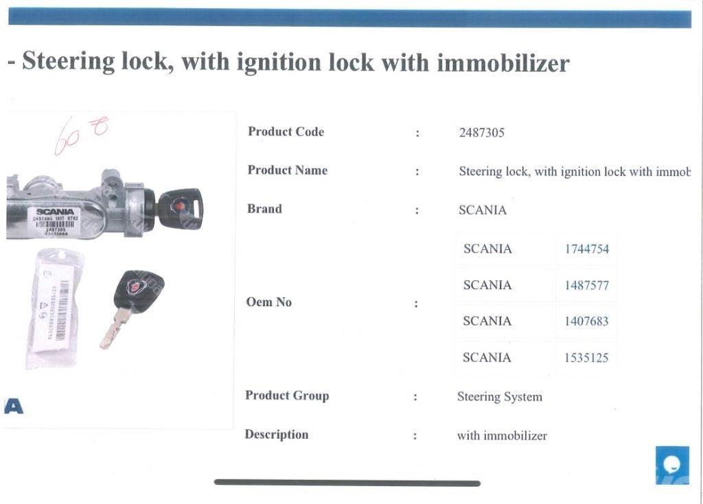 Scania Steering Lock, With ignition lock immobilizer Other components