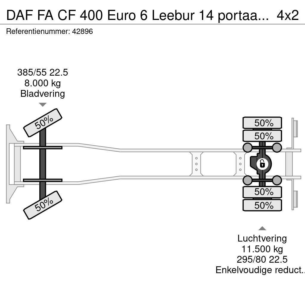 DAF FA CF 400 Euro 6 Leebur 14 portaalarmsysteem Skip loader trucks