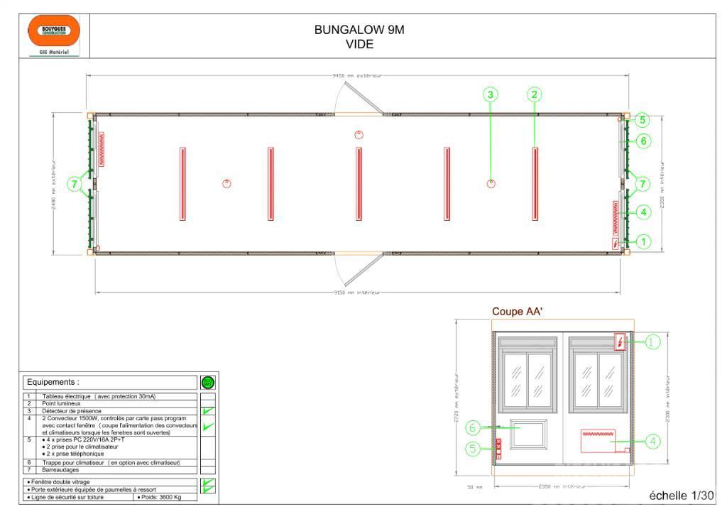  Bungalow 9 m Bureau vide Site Accomodation