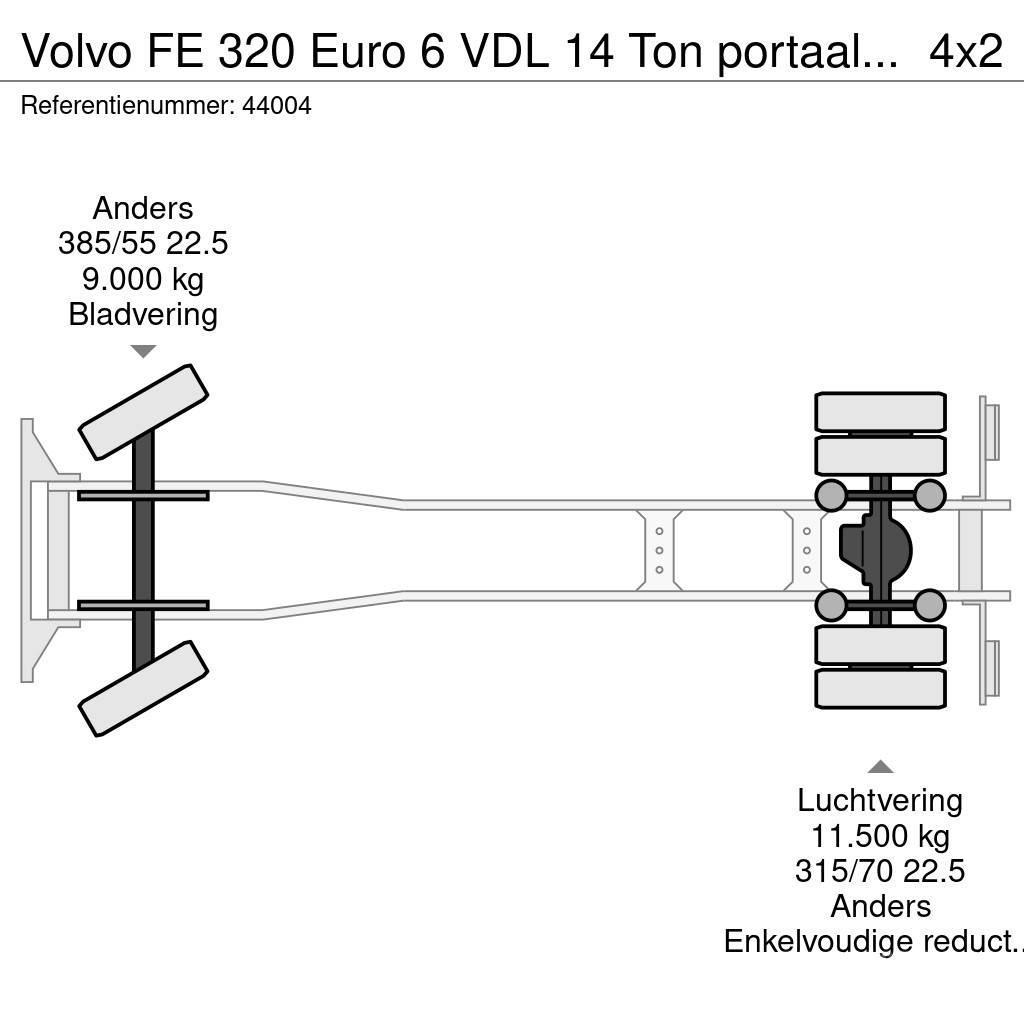 Volvo FE 320 Euro 6 VDL 14 Ton portaalarmsysteem Skip loader trucks
