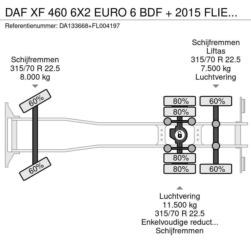 DAF XF 460 6X2 EURO 6 BDF + 2015 FLIEGL 2 AXLE Cable lift demountable trucks