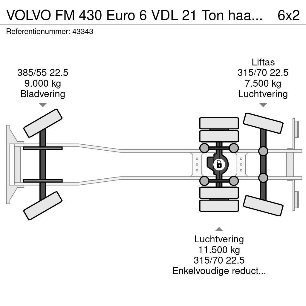 Volvo FM 430 Euro 6 VDL 21 Ton haakarmsysteem Hook lift trucks