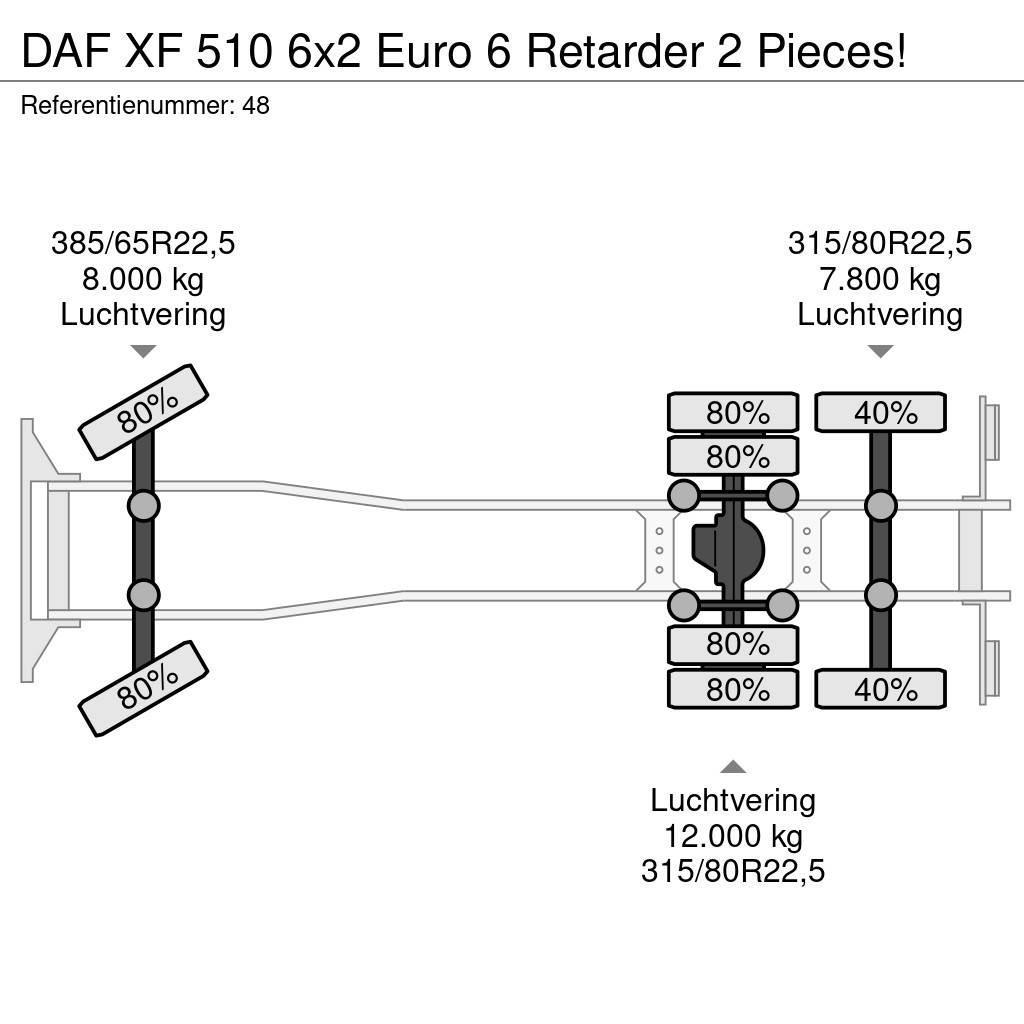 DAF XF 510 6x2 Euro 6 Retarder 2 Pieces! Tipper trucks