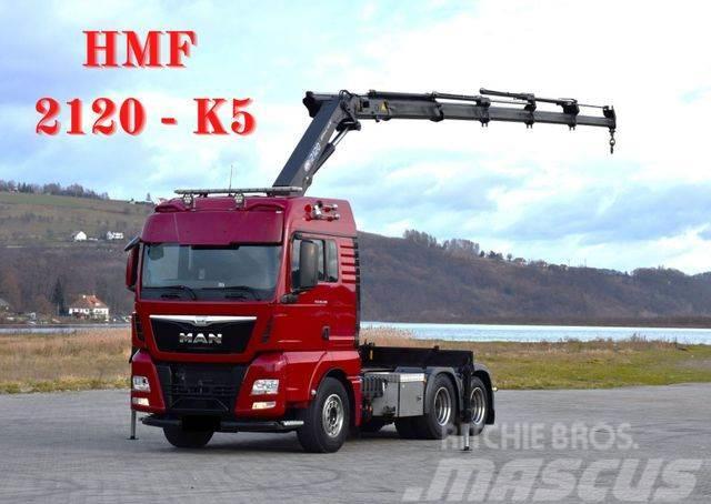 MAN TGX 28.480 Sattelzugmaschine + HMF 2120 K5/FUNK Crane trucks